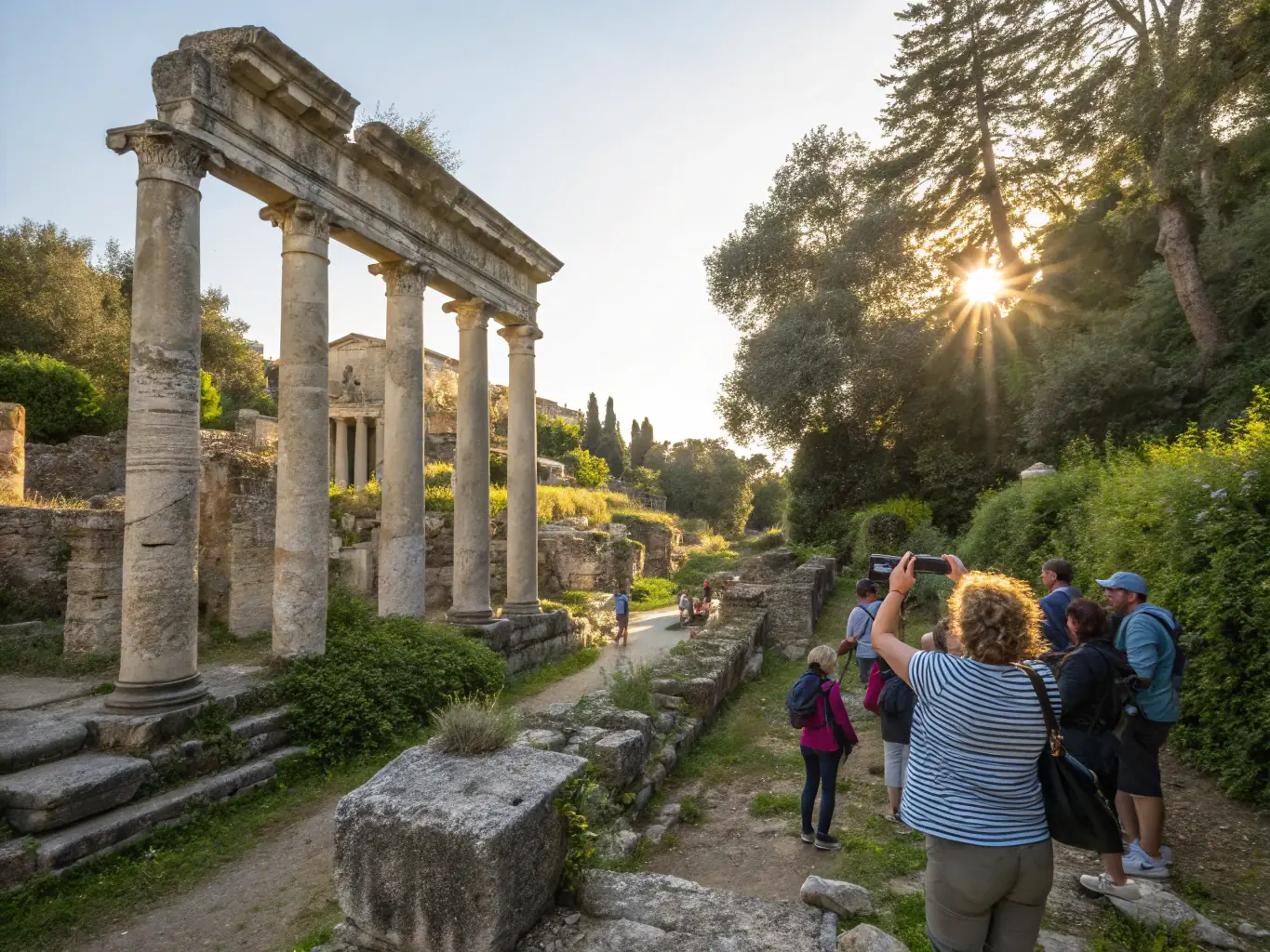 A group of tourists exploring the ancient ruins of Ephesus, highlighting the historical significance of the site.