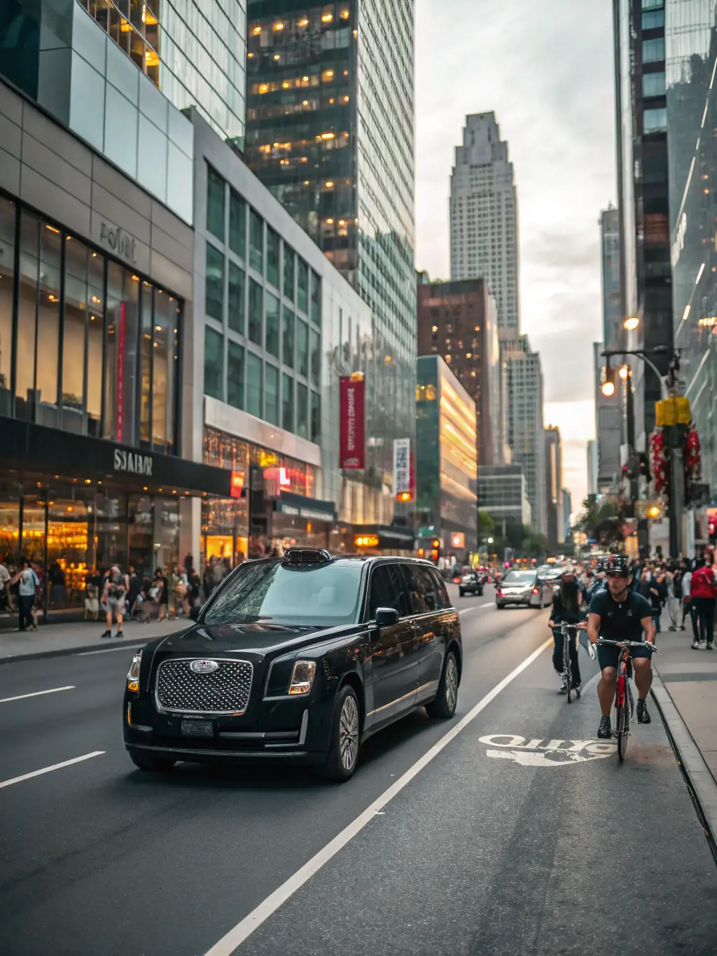 A luxury sedan driving through the bustling streets of Istanbul, highlighting comfort and style.