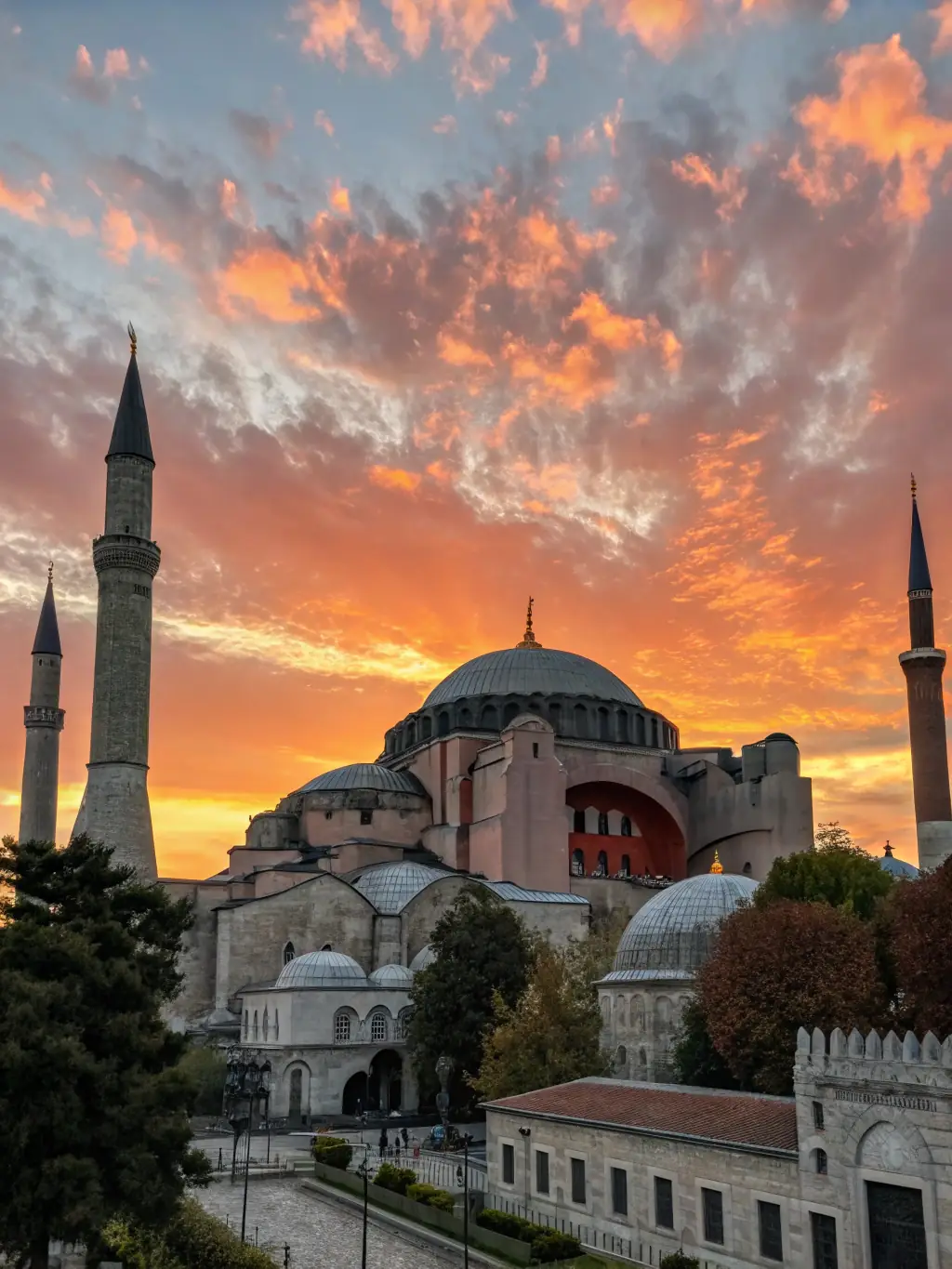 A photograph of the Hagia Sophia in Istanbul, showcasing its architectural grandeur and historical significance.