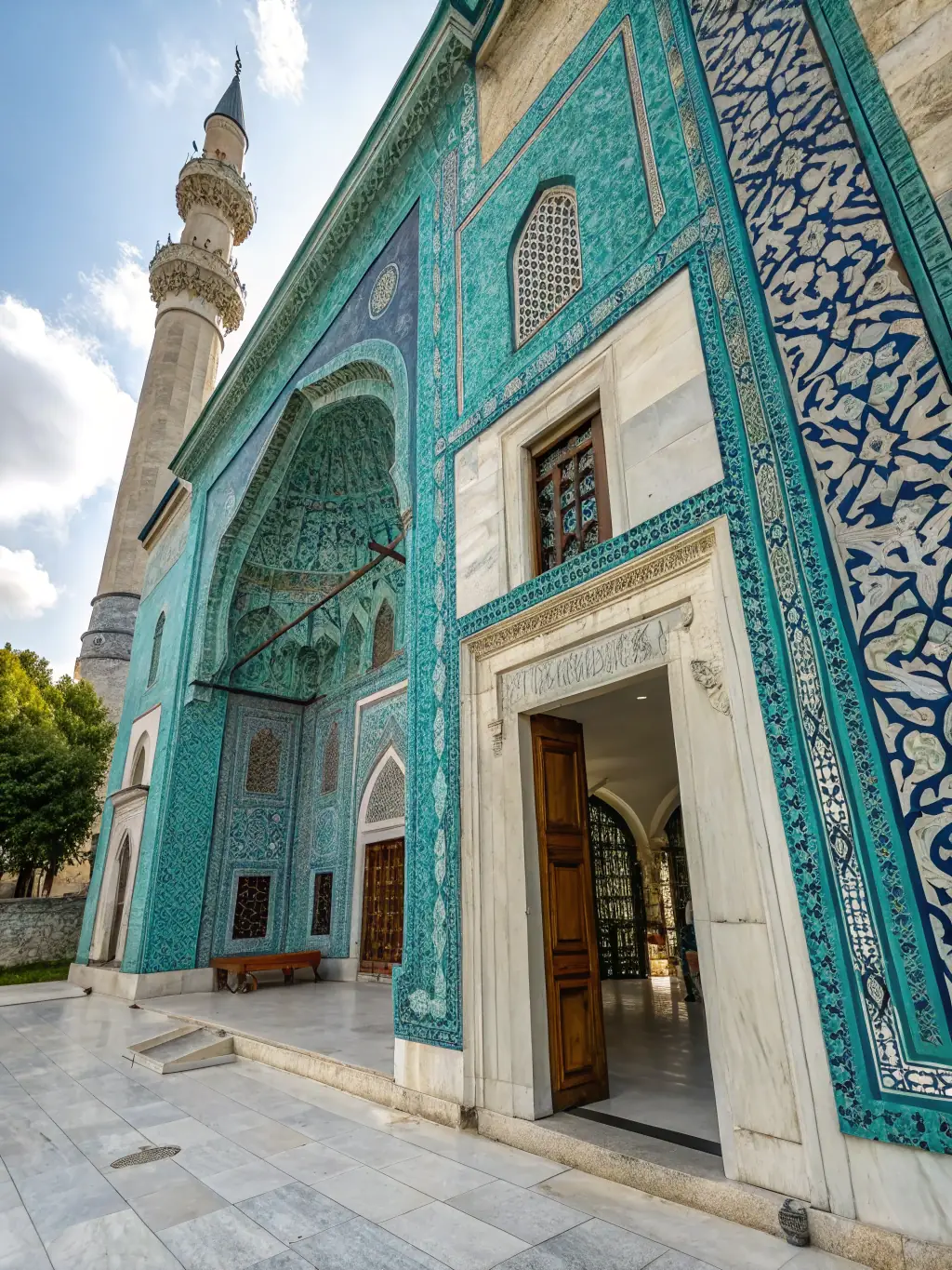 A vibrant image of the Blue Mosque in Istanbul, highlighting its intricate tile work and stunning minarets.